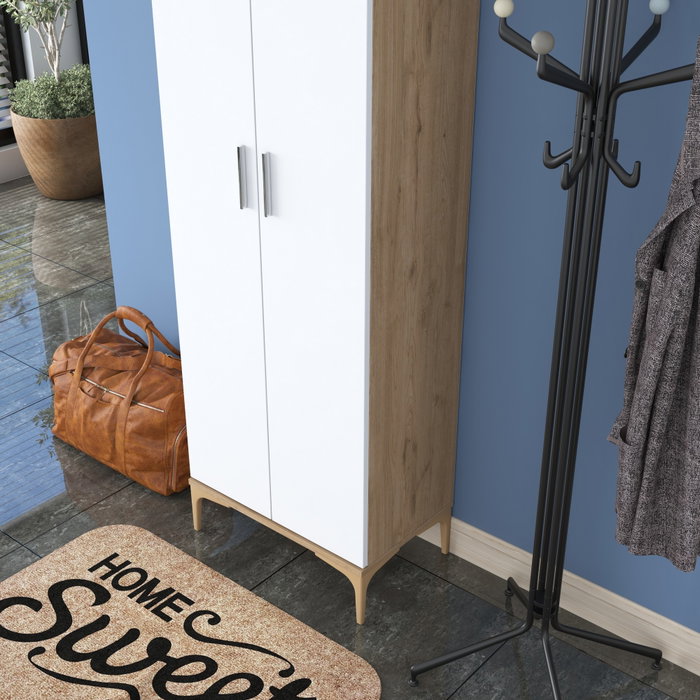 Hanah Home Perchero de Recibidor Nogal y Blanco